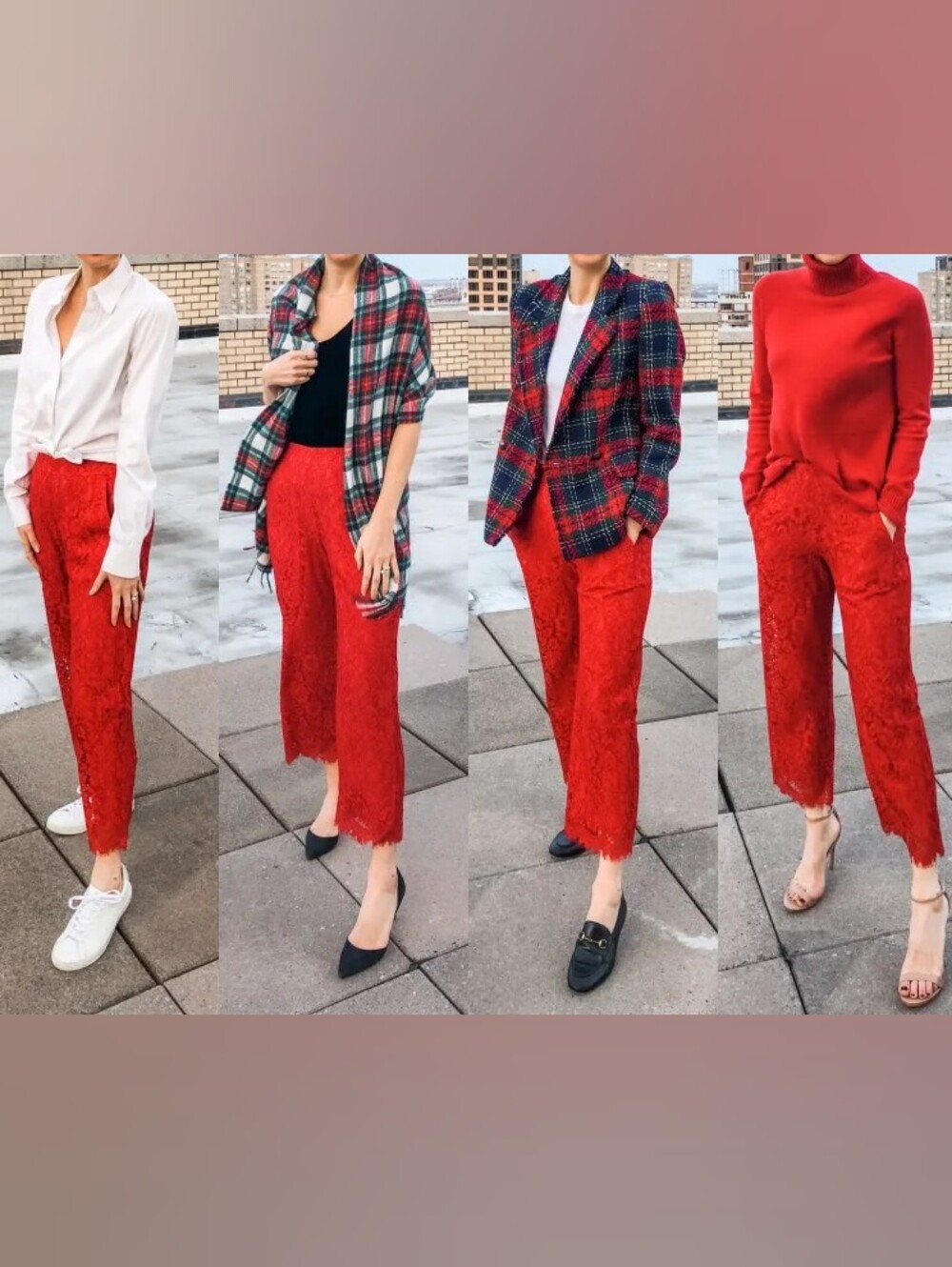 J. Crew Red Lace Overlay Lined Wide-Leg Elastic Waist Cropped Pants Misses 8T